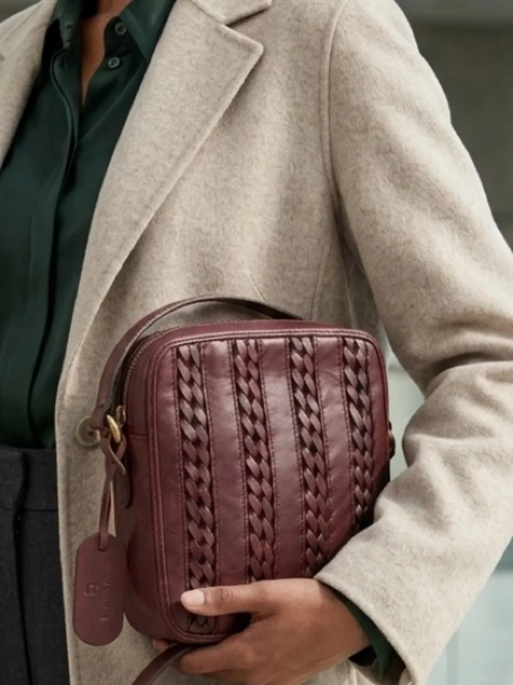 Etienne Aigner Vintage Braided Leather Crossbody Bag